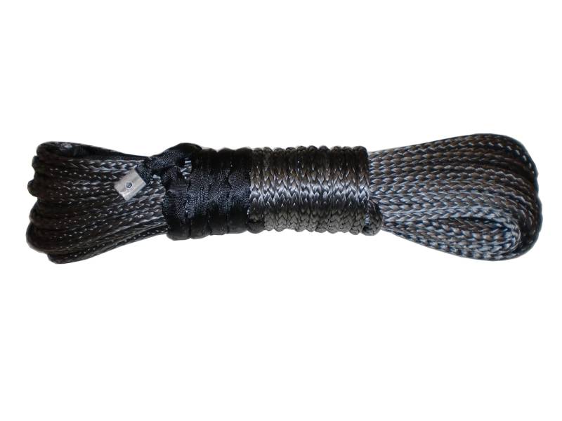 Grey 85' X 3/8 SYNTHETIC DYNEEMA WINCH ROPE CABLE WITH BLACK HOOK