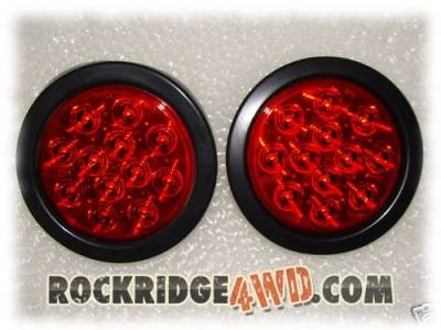 Pandemic - Universal 4" RED LENSE LED TAIL LIGHTS - Includes 2 lights with SUPER BRIGHT red LED's, and Rubber Grommet Flanges - DOT APPROVED STOP / TURN /TAIL LIGHTS