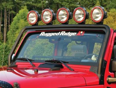 Rugged Ridge - Windshield Frame Light Bar | Textured Black | Rugged Ridge | 2007-2018 Jeep Wrangler JK