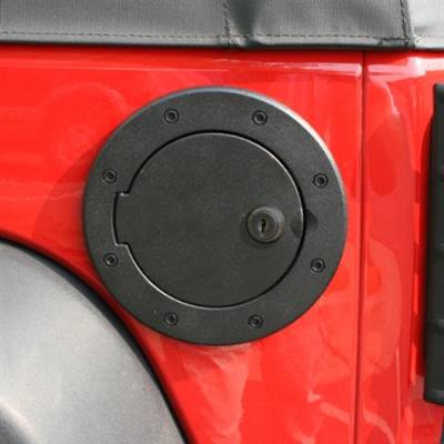 Rugged Ridge - Fuel Cover Black Aluminum, Rugged Ridge, JK Wrangler 07-15 Locking Skin Packaging   -11425.06