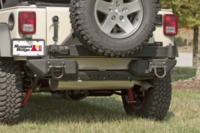 Rugged Ridge - XHD Rear Aluminum Bumper Pods, Textured Black, Rugged Ridge, Jeep Wrangler (JK) 2007-2015     -11547.01