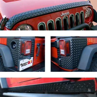 Rugged Ridge - Body Armor Guard Kit, Black, Rugged Ridge, Jeep Wrangler (JK) 07-18 2-Door, 5 Pieces   -11651.51