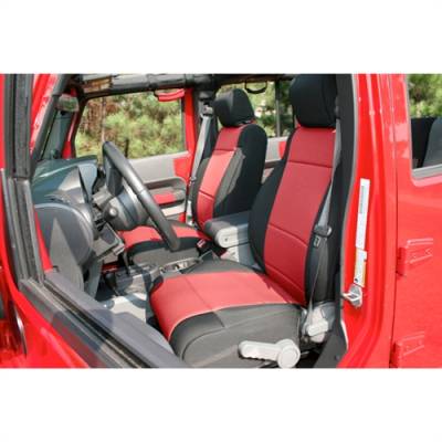 Rugged Ridge - Seat Cover Front Pair, Neoprene, Black With Red Inserts, Rugged Ridge, Jeep Wrangler JK 11-15   -13215.53