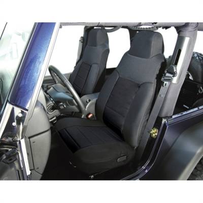 Rugged Ridge - Seat Cover, Rugged Ridge, Fabric Fronts (Pair), Black, 91-95 YJ Wrangler   -13241.01