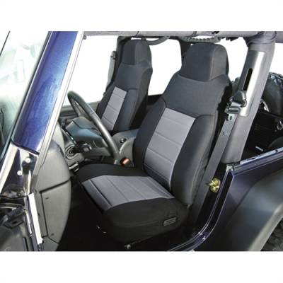 Rugged Ridge - Seat Cover, Rugged Ridge, Fabric Fronts (Pair), Gray, 76-90 CJ YJ Wrangler   -13242.09