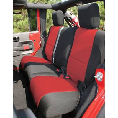 Rugged Ridge - Seat Cover Rear 4-Door Jeep Wrangler JK 07-15 Black / Red   -13264.53