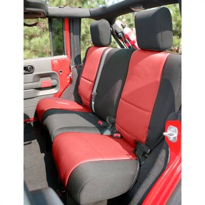 Rugged Ridge - Seat Cover Rear 2-Door Jeep Wrangler JK 07-15 Black / Red   -13265.53