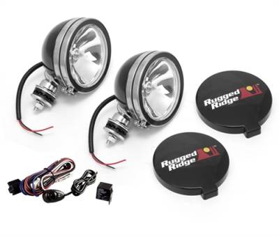 Rugged Ridge - Off Road Fog Light Kit, Pair Of Lights W/ Wiring Harness, 6-In Round Black, 100W, Rugged Ridge -15207.51