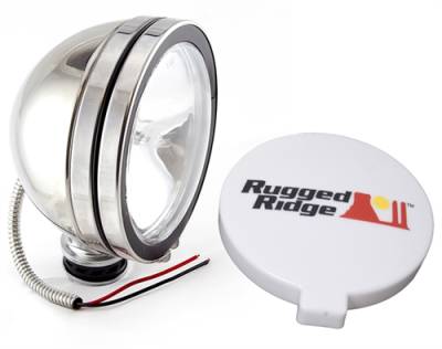 Rugged Ridge - Off Road Fog Light, 6-In Round Stainless Steel, 100W, Rugged Ridge, Single Light -15208.01