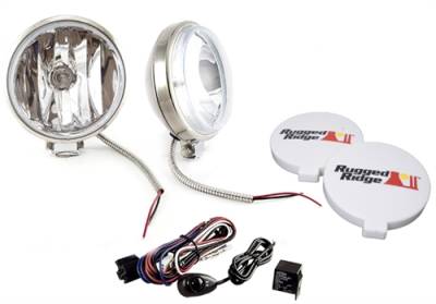 Rugged Ridge - Off Road Fog Light Kit, Pair Of Lights W/ Wiring Harness, 6-In Slim Stainless Steel, 100W, Rugged Ridge -15208.58