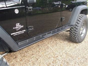 Rock Hard 4x4 - ROCK HARD 4X4™ PATRIOT SERIES "BOAT SIDE" ROCK SLIDERS W/ SMOOTH PLATE FOR JEEP WRANGLER JK 4DR 2007 - 2018 