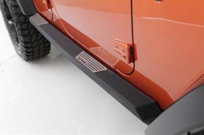 Smittybilt - Atlas XRC Rock Slider With Step 07-Pres Wrangler JK 4 Dr Black Smittybilt