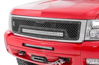 Rough Country - Rough Country CHEVROLET MESH GRILLE W/30IN DUAL ROW BLACK SERIES LED (07-13 SILVERADO 1500) - 70196