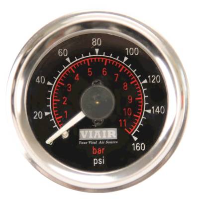 VIAIR - Viair 2" Dual Needle Gauge (BLACK Face, Illuminated, 160 PSI) - 90083