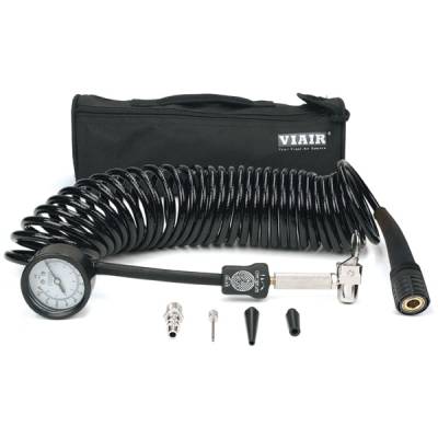 VIAIR - Viair 5-in-1 Deflator/Inflator, 25 Ft. Inside Braided Coil Hose, 120 PSI Inline Gauge, Bag - 00029