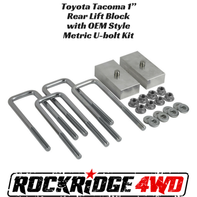 Lowrange Offroad - Toyota Tacoma & Tundra 1” Rear Lift Block with OEM Style Metric U-bolt Kit - LR-TACOBUBK1