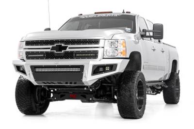 Rough Country - Rough Country CHEVY MESH GRILLE W/ DUAL 12IN BLACK SERIES LEDS (11-14 SILVERADO HD) - 70155
