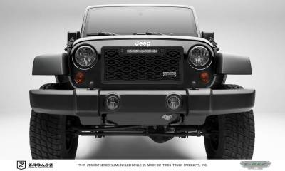T-Rex Grilles - T REX 07-18 Jeep Wrangler - ZROADZ Series - Main Insert - Grille w/ One 10 Inch Slim Line Single Row LED Light Bar - Z314831-10T