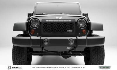 T-Rex Grilles - T REX 07-18 Jeep Wrangler - ZROADZ Series - Main Insert - Grille w/ One 20 Inch Slim Line Single Row LED Light Bar - Z314831-20T