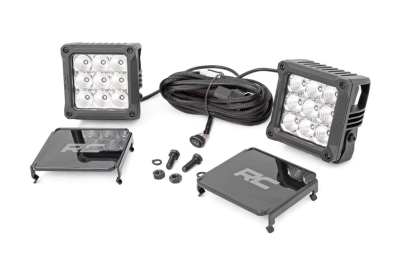 Rough Country - Rough Country 4-INCH SQUARE CREE LED LIGHTS - (PAIR | CHROME SERIES W/ COOL WHITE DRL) - 70905DRL