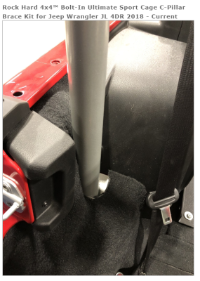 Rock Hard 4x4 - ROCK HARD 4X4™ BOLT-IN ULTIMATE SPORT CAGE C-PILLAR BRACE KIT FOR JEEP WRANGLER JL 4DR 2018