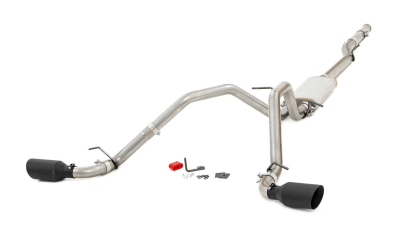 Rough Country - Rough Country DUAL CAT-BACK EXHAUST SYSTEM W/ BLACK TIPS (14-18 GM 1500 | 5.3L)