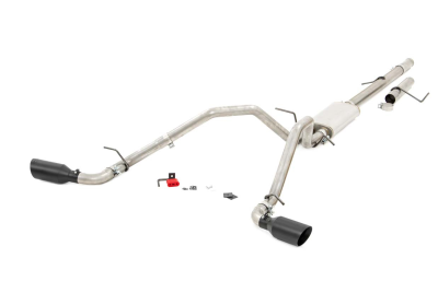 Rough Country - Rough Country DUAL CAT-BACK EXHAUST SYSTEM W/ BLACK TIPS (09-13 GM 1500 | 4.8L / 5.3L)
