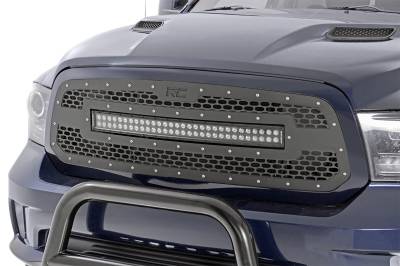 Rough Country - ROUGH COUNTRY DODGE MESH GRILLE W/30IN DUAL ROW BLACK SERIES LED (13-18 RAM 1500)
