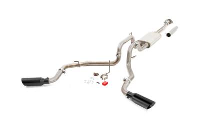 Rough Country - Rough Country DUAL CAT-BACK EXHAUST SYSTEM W/ BLACK TIPS (15-20 F-150)