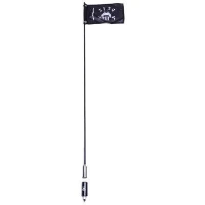 5150 Whips - One (Single) 5150 Whips NO LED Day Time Whip W/ Black Flag & Magnetic Quick Release Base - 4' Length - *MADE IN USA*
