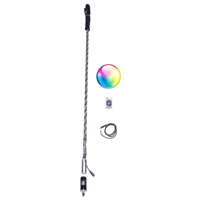 5150 Whips - One (Single) 5150 Brand LED Whip w/ Wireless RF Remote Control | Includes Black 5150 Safety Flag - 4' Length
