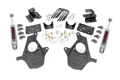 Rough Country - ROUGH COUNTRY 2 INCH LOWERING KIT 4 INCH REAR LOWERING | ALUM/STAMPED KNUCKLE | CHEVY/GMC 1500 (14-18)