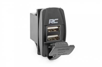 Rough Country - ROUGH COUNTRY USB SWITCH INSERT 2X1 WITH LOGO | BLUE BACK LIGHT
