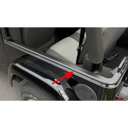 Body Tub Rail Armor, Black, Rugged Ridge, Jeep Wrangler Unlimited (LJ) 04-06, Jeep Wrangler (TJ) 97-06 W/ Bestop Supertop, Pair   -11650.41