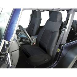 Seat Cover, Rugged Ridge, Fabric Fronts (Pair), Black, 76-90 CJ YJ Wrangler   -13242.01