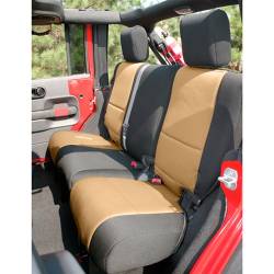 Seat Cover Rear, 4-Door, Neoprene, Black With Tan Inserts, Rugged Ridge, Jeep Wrangler JK 07-15   -13264.04