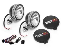 Off Road Fog Light Kit, Pair Of Lights W/ Wiring Harness, 6-In Round Black, 100W, Rugged Ridge -15207.51