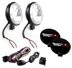 Off Road Fog Light Kit, Pair Of Lights W/ Wiring Harness, Slim 6-In Black, 100W, Rugged Ridge -15207.58