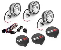 Off Road Fog Light Kit, Three Lights W/ Wiring Harness, 6-In Round Black, 100W, Rugged Ridge -15207.61