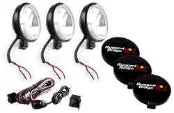 Off Road Fog Light Kit, Three Lights W/ Wiring Harness, Slim 6-In Black, 100W, Rugged Ridge -15207.68