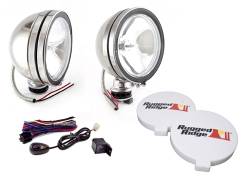 Off Road Fog Light Kit, Pair Of Lights W/ Wiring Harness, 6-In Round Stainless Steel, 100W, Rugged Ridge -15208.51