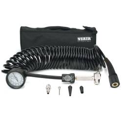 Viair 5-in-1 Deflator/Inflator, 25 Ft. Inside Braided Coil Hose, 120 PSI Inline Gauge, Bag - 00029