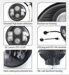 PRO COMP - Pro Comp Explorer Lighting 7 Inch Round LED Headlamp Replacement - Pair (Clear) | NEW PRODUCTION - 76402P - Image 2