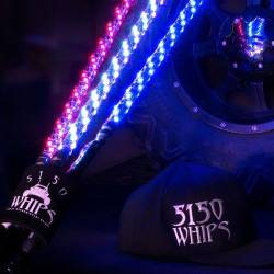5150 - Two 5150 Brand 187 LED Whips w/ Bluetooth Control - 6' Length - Includes Magnetic Quick Release Base - Over 300 Modes! - *MADE IN USA*