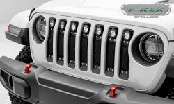 T-Rex Grilles - T REX Jeep Wrangler JL - Torch Series w/ (7) 2" Round LED Lights - 1 Piece Frame & Formed Wire Mesh - Insert Bolts-On Behind Factory Grille - 6314931 - Image 1