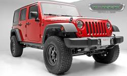 T-Rex Grilles - T REX 07-18 Jeep Wrangler JK - Sport Series - Formed Mesh Grille - with Accommodating Hood Lock Outlet - Black - 46482 - Image 3
