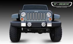 T-Rex Grilles - T REX 07-18 Jeep Wrangler Sport Series Formed Mesh Grille - Stainless Steel - Triple Chrome Plated installs behind factory grille - 44481