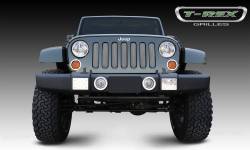 T REX 07-18 Jeep Wrangler Sport Series Formed Mesh Grille - Stainless Steel - Triple Chrome Plated installs behind factory grille - 44481