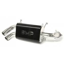 BIKEMAN PERFORMANCE - BIKEMAN PERFORMANCE 2016-UP POLARIS RZR XP TURBO | CERAMIC CHROME DOUBLE BARREL SLIP-ON EXHAUST BY BMP | FITS TURBO S - Image 1