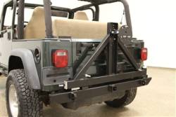 ROCK HARD 4X4™ PATRIOT SERIES REAR BUMPER WITH TIRE CARRIER FOR JEEP WRANGLER TJ, LJ, YJ AND CJ 1976 - 2006